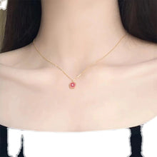 Load image into Gallery viewer, Temperamental Pink Peach Blossom Necklace Gentle Sweet Alloy Necklace Collarbone Chain Jewelry for Women
