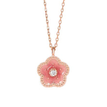 Load image into Gallery viewer, Temperamental Pink Peach Blossom Necklace Gentle Sweet Alloy Necklace Collarbone Chain Jewelry for Women

