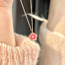 Load image into Gallery viewer, Temperamental Pink Peach Blossom Necklace Gentle Sweet Alloy Necklace Collarbone Chain Jewelry for Women
