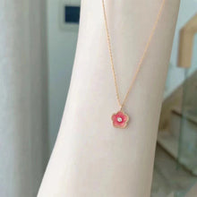 Load image into Gallery viewer, Temperamental Pink Peach Blossom Necklace Gentle Sweet Alloy Necklace Collarbone Chain Jewelry for Women
