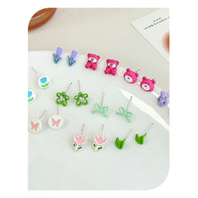 Load image into Gallery viewer, 3pairs/set Exquisite Sweet Alloy Earrings Stereoscopic Bear Flower Butterfly Earrings Ear Studs Women Jewelry
