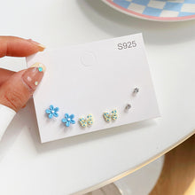 Load image into Gallery viewer, 3pairs/set Exquisite Sweet Alloy Earrings Stereoscopic Bear Flower Butterfly Earrings Ear Studs Women Jewelry
