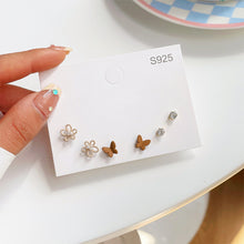 Load image into Gallery viewer, 3pairs/set Exquisite Sweet Alloy Earrings Stereoscopic Bear Flower Butterfly Earrings Ear Studs Women Jewelry
