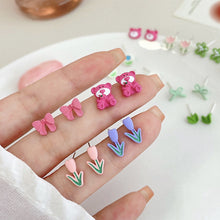 Load image into Gallery viewer, 3pairs/set Exquisite Sweet Alloy Earrings Stereoscopic Bear Flower Butterfly Earrings Ear Studs Women Jewelry
