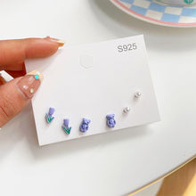 Load image into Gallery viewer, 3pairs/set Exquisite Sweet Alloy Earrings Stereoscopic Bear Flower Butterfly Earrings Ear Studs Women Jewelry
