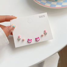 Load image into Gallery viewer, 3pairs/set Exquisite Sweet Alloy Earrings Stereoscopic Bear Flower Butterfly Earrings Ear Studs Women Jewelry
