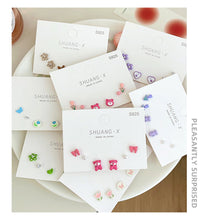 Load image into Gallery viewer, 3pairs/set Exquisite Sweet Alloy Earrings Stereoscopic Bear Flower Butterfly Earrings Ear Studs Women Jewelry

