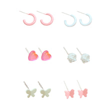 Load image into Gallery viewer, 3pairs/set Niche Sweet Alloy Earrings Love Butterfly Flower Versatile Earrings Set Ear Studs Women Jewelry

