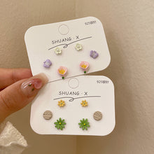 Load image into Gallery viewer, 3pairs/set Colorful Cute Earrings Simple Compact Flower Butterfly Earrings Set Ear Studs Women Jewelry Accessories
