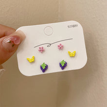Load image into Gallery viewer, 3pairs/set Colorful Cute Earrings Simple Compact Flower Butterfly Earrings Set Ear Studs Women Jewelry Accessories
