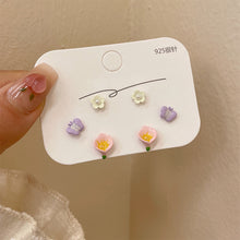Load image into Gallery viewer, 3pairs/set Colorful Cute Earrings Simple Compact Flower Butterfly Earrings Set Ear Studs Women Jewelry Accessories
