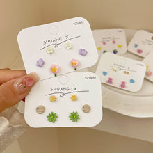 Load image into Gallery viewer, 3pairs/set Colorful Cute Earrings Simple Compact Flower Butterfly Earrings Set Ear Studs Women Jewelry Accessories
