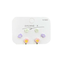 Load image into Gallery viewer, 3pairs/set Colorful Cute Earrings Simple Compact Flower Butterfly Earrings Set Ear Studs Women Jewelry Accessories
