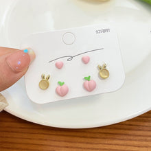 Load image into Gallery viewer, 3pairs/set Colorful Cute Earrings Simple Compact Flower Butterfly Earrings Set Ear Studs Women Jewelry Accessories

