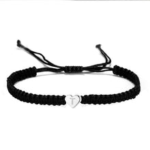 Load image into Gallery viewer, Black Rope Letter Heart Beaded Bracelet Simple Exquisite Woven Adjustable Hand Rope Bracelet Women Hand Jewelry
