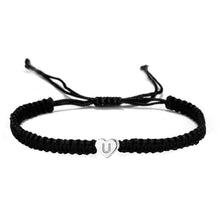 Load image into Gallery viewer, Black Rope Letter Heart Beaded Bracelet Simple Exquisite Woven Adjustable Hand Rope Bracelet Women Hand Jewelry
