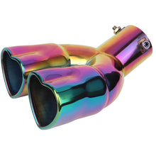 Load image into Gallery viewer, Car Accessories Double Heart Shape Style Stainless Steel Exhaust Tips Muffler Tail Double-Pipe Colorful Tube Tips
