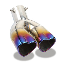 Load image into Gallery viewer, Car Accessories Double Heart Shape Style Stainless Steel Exhaust Tips Muffler Tail Double-Pipe Colorful Tube Tips

