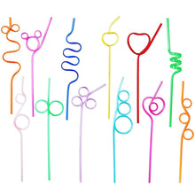 Load image into Gallery viewer, Multicolor Reusable Straws Birthday Plastic Drinking Straw For Kids Baby Shower Birthday Wedding Party Straws Accessories Party Supplies
