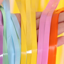Load image into Gallery viewer, Rainbow Foil Fringe Curtain Macaron Curtains Photo Booth Backdrop for Wedding Birthday Graduations Christmas Party Decorations
