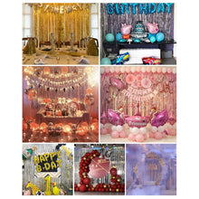 Load image into Gallery viewer, Rainbow Gold Foil Fringe Curtains Photo Booth Backdrop for Tinsel Party Wedding Birthday Graduations Christmas Party Decorations
