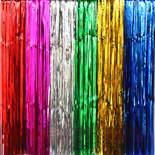 Load image into Gallery viewer, Rainbow Gold Foil Fringe Curtains Photo Booth Backdrop for Tinsel Party Wedding Birthday Graduations Christmas Party Decorations

