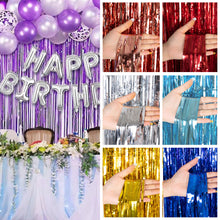 Load image into Gallery viewer, Rainbow Gold Foil Fringe Curtains Photo Booth Backdrop for Tinsel Party Wedding Birthday Graduations Christmas Party Decorations
