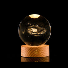 Load image into Gallery viewer, Crystal Ball with Light Base 3D Laser Engraved Sphere Ball Night Light USB Power Warm Light Bedside Light Christmas Kids Girlfriend Gift

