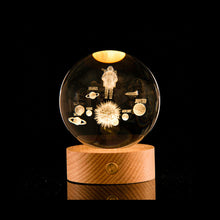 Load image into Gallery viewer, Crystal Ball with Light Base 3D Laser Engraved Sphere Ball Night Light USB Power Warm Light Bedside Light Christmas Kids Girlfriend Gift
