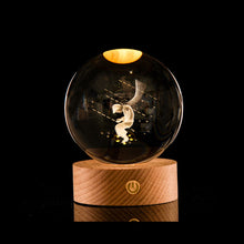 Load image into Gallery viewer, Crystal Ball with Light Base 3D Laser Engraved Sphere Ball Night Light USB Power Warm Light Bedside Light Christmas Kids Girlfriend Gift
