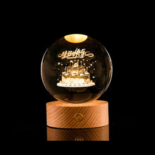 Load image into Gallery viewer, Crystal Ball with Light Base 3D Laser Engraved Sphere Ball Night Light USB Power Warm Light Bedside Light Christmas Kids Girlfriend Gift
