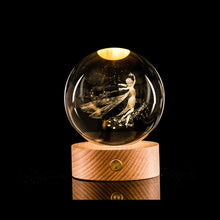Load image into Gallery viewer, Crystal Ball with Light Base 3D Laser Engraved Sphere Ball Night Light USB Power Warm Light Bedside Light Christmas Kids Girlfriend Gift
