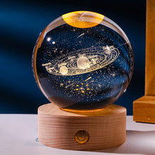 Load image into Gallery viewer, Crystal Ball with Light Base 3D Laser Engraved Sphere Ball Night Light USB Power Warm Light Bedside Light Christmas Kids Girlfriend Gift
