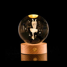 Load image into Gallery viewer, Crystal Ball with Light Base 3D Laser Engraved Sphere Ball Night Light USB Power Warm Light Bedside Light Christmas Kids Girlfriend Gift
