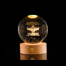 Load image into Gallery viewer, Crystal Ball with Light Base 3D Laser Engraved Sphere Ball Night Light USB Power Warm Light Bedside Light Christmas Kids Girlfriend Gift

