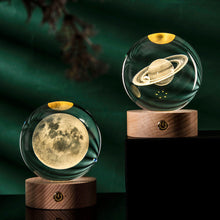 Load image into Gallery viewer, Crystal Ball with Light Base 3D Laser Engraved Sphere Ball Night Light USB Power Warm Light Bedside Light Christmas Kids Girlfriend Gift
