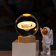 Load image into Gallery viewer, Crystal Ball with Light Base 3D Laser Engraved Sphere Ball Night Light USB Power Warm Light Bedside Light Christmas Kids Girlfriend Gift
