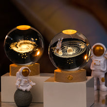 Load image into Gallery viewer, Crystal Ball with Light Base 3D Laser Engraved Sphere Ball Night Light USB Power Warm Light Bedside Light Christmas Kids Girlfriend Gift
