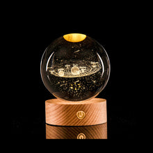 Load image into Gallery viewer, Crystal Ball with Light Base 3D Laser Engraved Sphere Ball Night Light USB Power Warm Light Bedside Light Christmas Kids Girlfriend Gift
