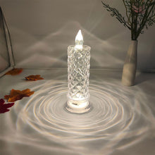 Load image into Gallery viewer, Flameless LED Crystal Candle Light Table Lamp Rose Light Projector Romantic Diamond Atmosphere Light Night Light Bedroom Home Decor
