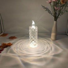 Load image into Gallery viewer, Flameless LED Crystal Candle Light Table Lamp Rose Light Projector Romantic Diamond Atmosphere Light Night Light Bedroom Home Decor
