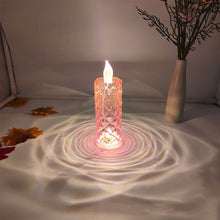 Load image into Gallery viewer, Flameless LED Crystal Candle Light Table Lamp Rose Light Projector Romantic Diamond Atmosphere Light Night Light Bedroom Home Decor
