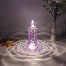 Load image into Gallery viewer, Flameless LED Crystal Candle Light Table Lamp Rose Light Projector Romantic Diamond Atmosphere Light Night Light Bedroom Home Decor
