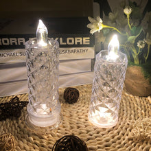 Load image into Gallery viewer, Flameless LED Crystal Candle Light Table Lamp Rose Light Projector Romantic Diamond Atmosphere Light Night Light Bedroom Home Decor

