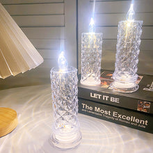 Load image into Gallery viewer, Flameless LED Crystal Candle Light Table Lamp Rose Light Projector Romantic Diamond Atmosphere Light Night Light Bedroom Home Decor
