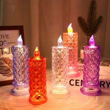 Load image into Gallery viewer, Flameless LED Crystal Candle Light Table Lamp Rose Light Projector Romantic Diamond Atmosphere Light Night Light Bedroom Home Decor

