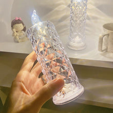 Load image into Gallery viewer, Flameless LED Crystal Candle Light Table Lamp Rose Light Projector Romantic Diamond Atmosphere Light Night Light Bedroom Home Decor
