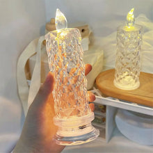 Load image into Gallery viewer, Flameless LED Crystal Candle Light Table Lamp Rose Light Projector Romantic Diamond Atmosphere Light Night Light Bedroom Home Decor
