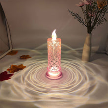 Load image into Gallery viewer, Flameless LED Crystal Candle Light Table Lamp Rose Light Projector Romantic Diamond Atmosphere Light Night Light Bedroom Home Decor

