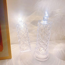 Load image into Gallery viewer, Flameless LED Crystal Candle Light Table Lamp Rose Light Projector Romantic Diamond Atmosphere Light Night Light Bedroom Home Decor
